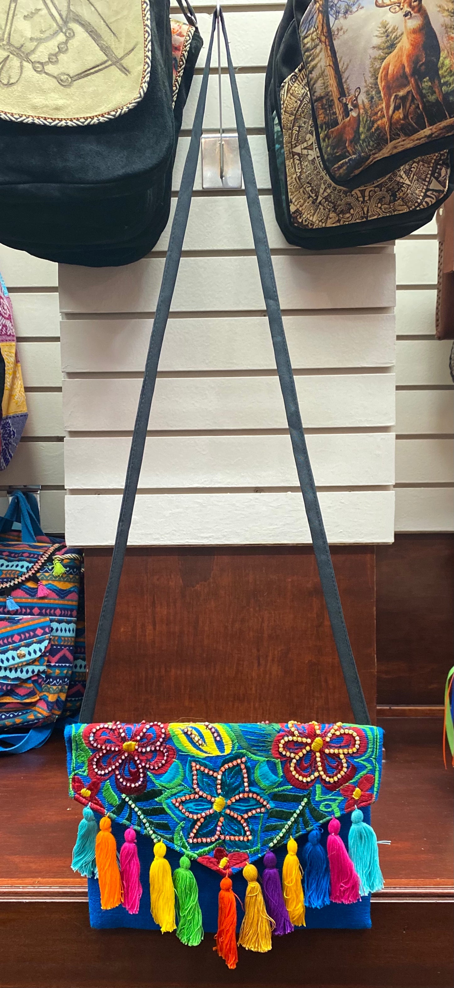 Embroidered Turquoise Messenger Bag