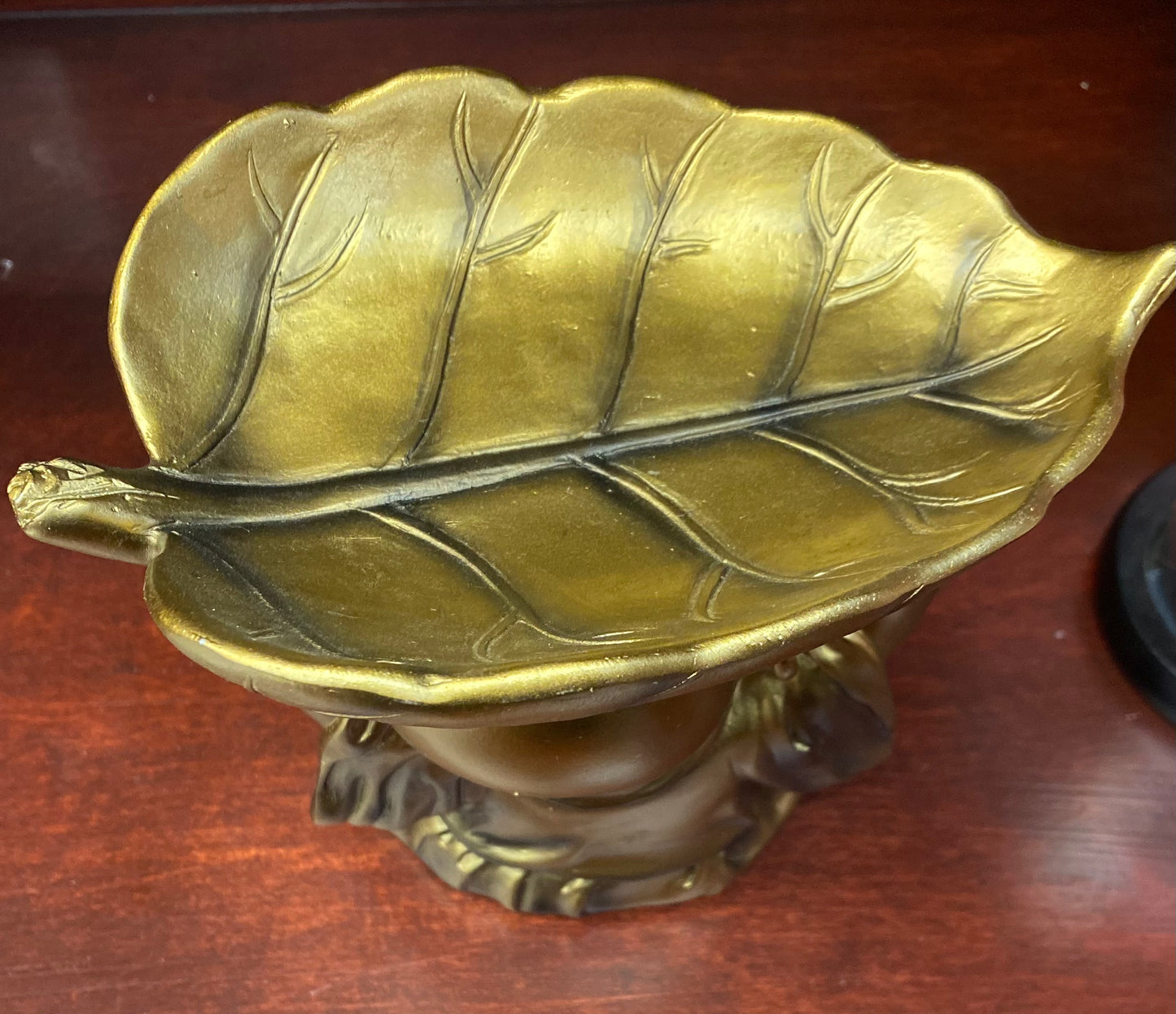 Gold Baby Buddha with Leaf Statue