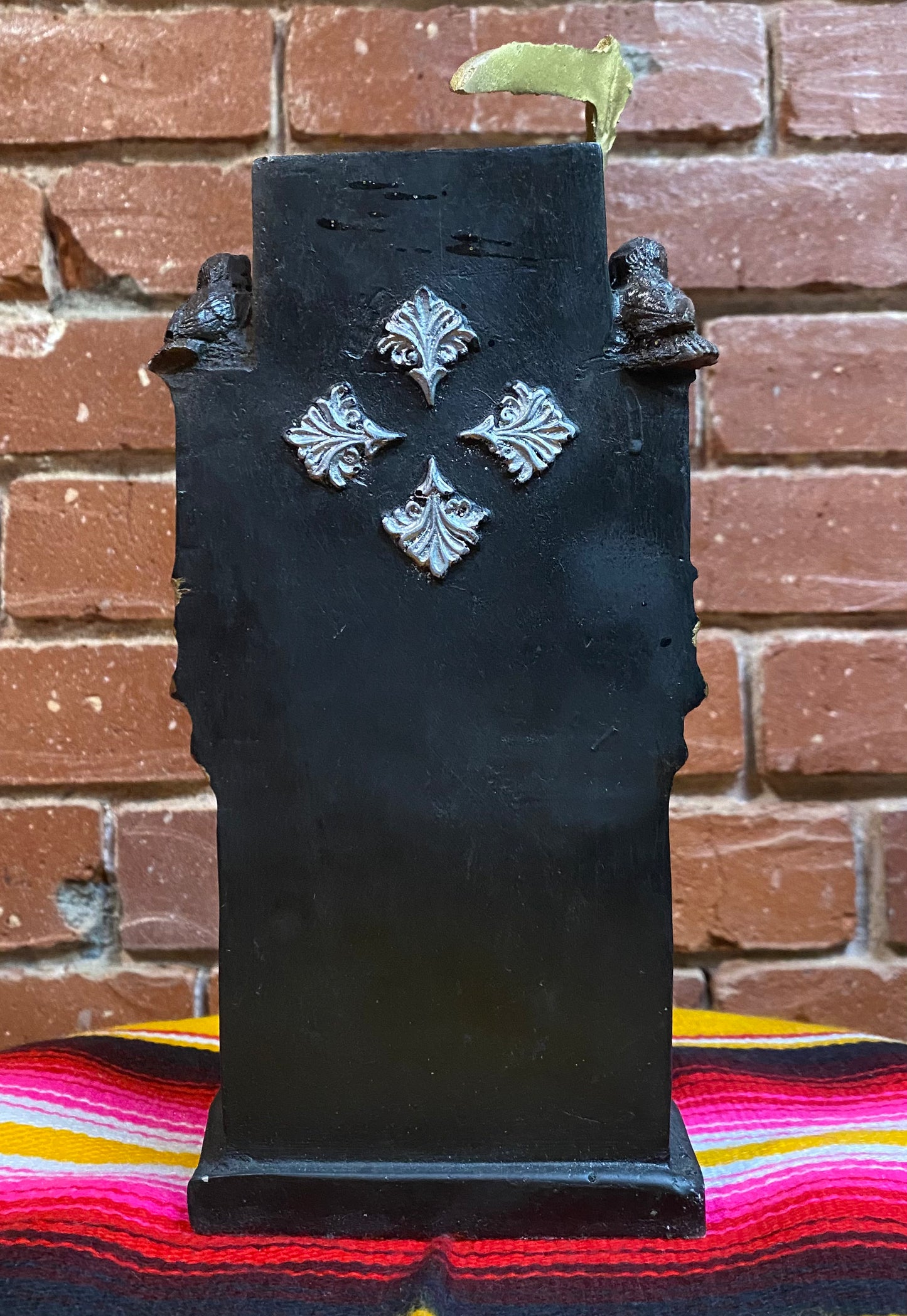 La Santa Muerte Sitting with Owls Black Statue