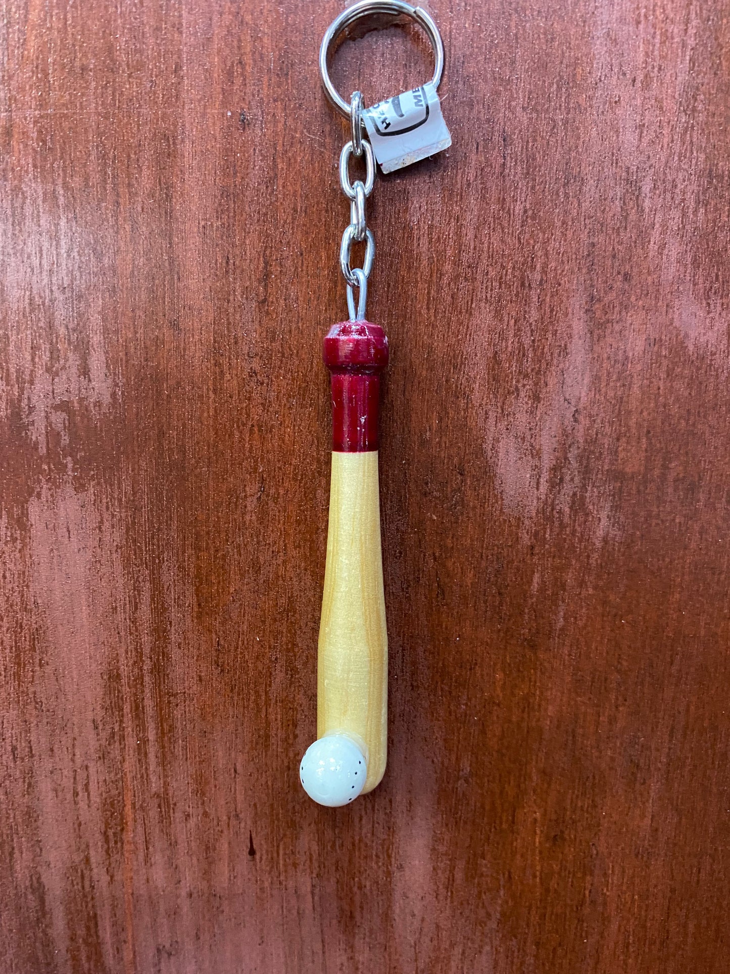 Burgundy Baseball Bat Wood Key Chain