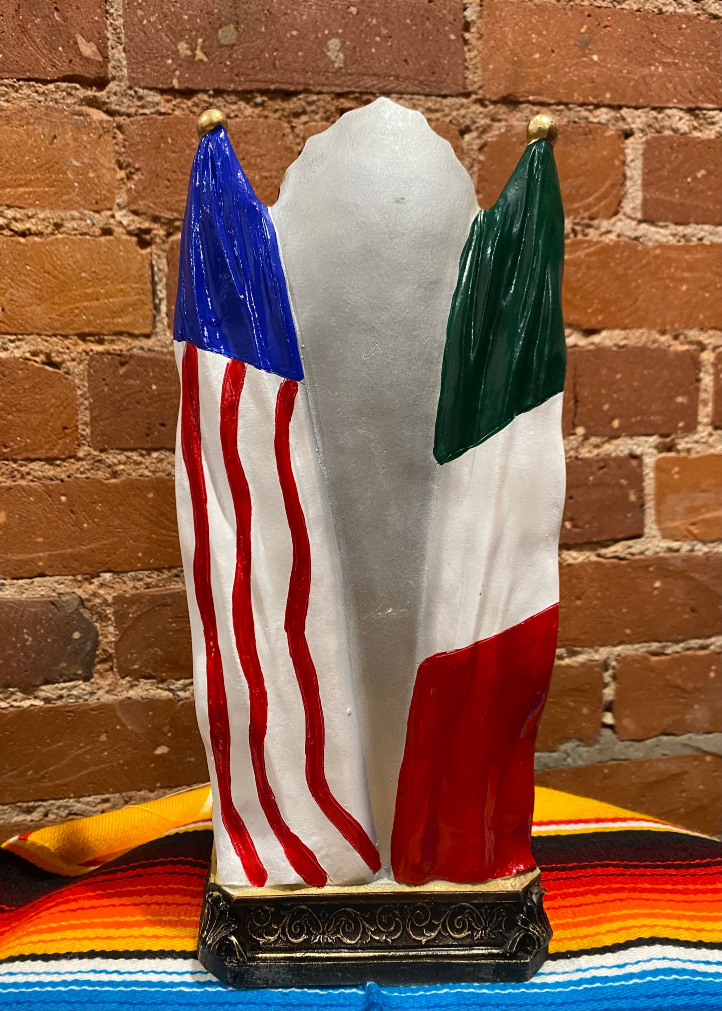 Mexican-American Flag Virgen de Guadalupe Statue