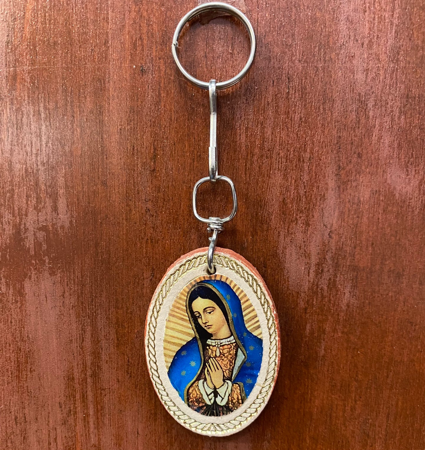 Virgen de Guadalupe Face with Blue Mantel Key Chain