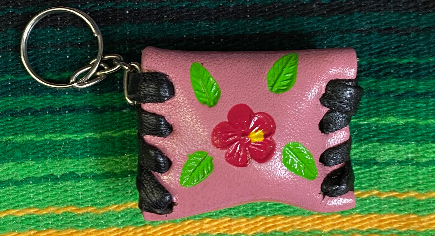 Mini Pink Leather Bag Key Chain