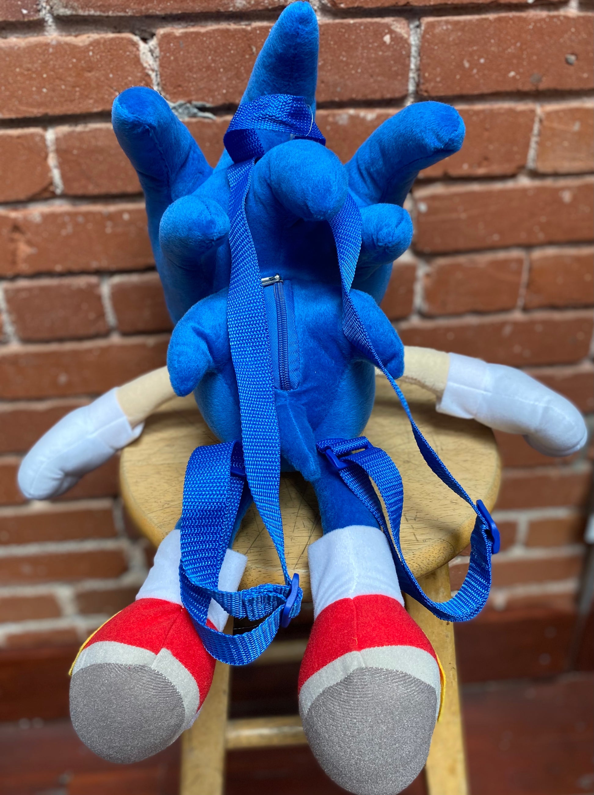 Sega Sonic The Hedgehog Plush Backpack – 18-Inch Blue, Kids Casual Shoulder Strap Bag