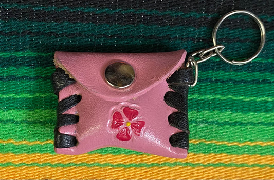 Mini Pink Leather Bag Key Chain
