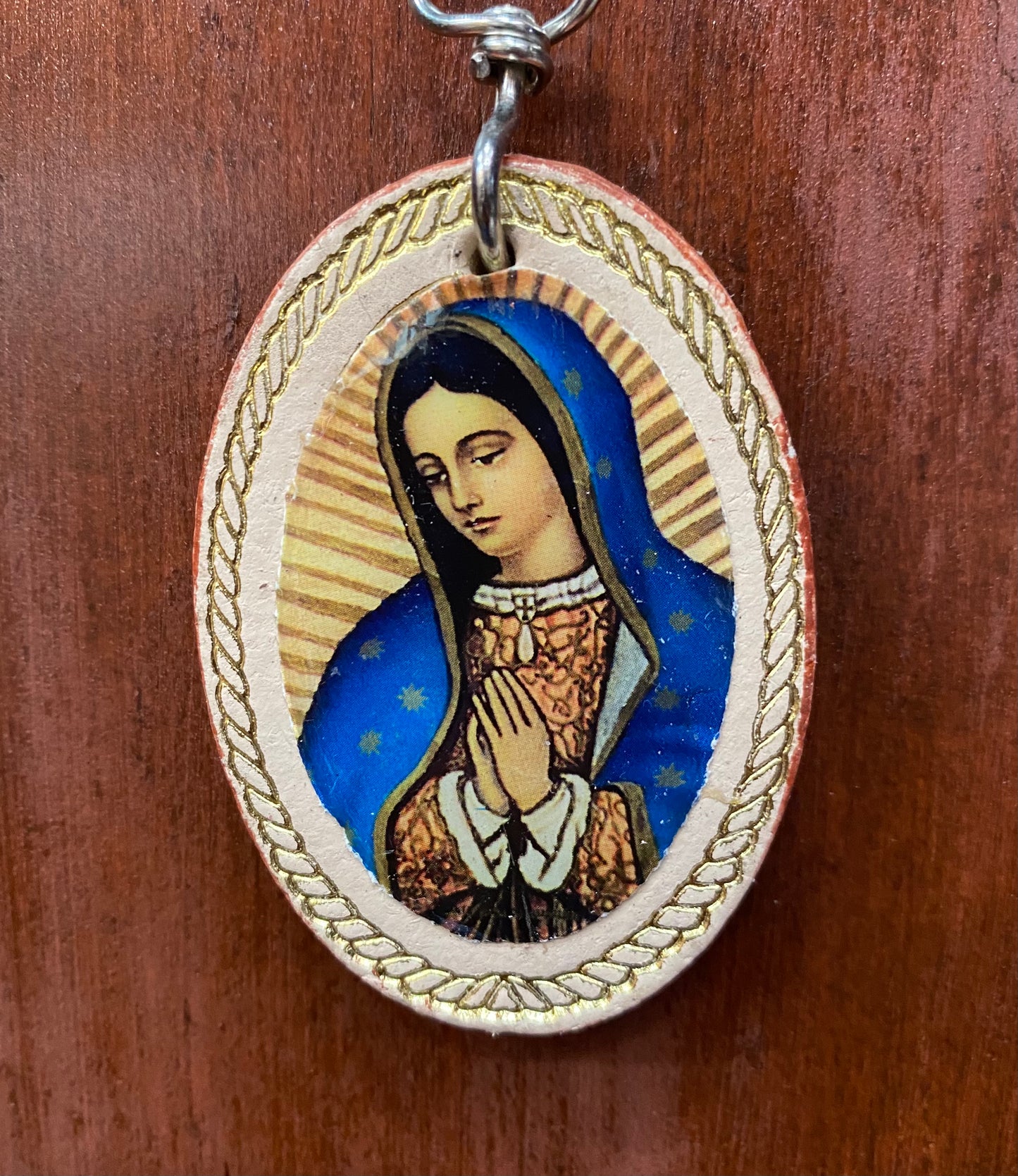 Virgen de Guadalupe Face with Blue Mantel Key Chain