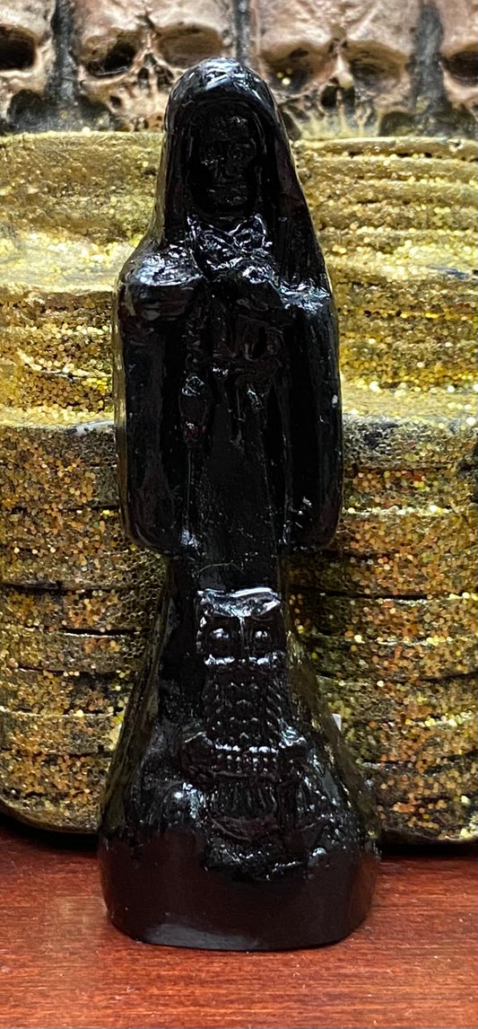 Mini Black Santa Muerte Statue