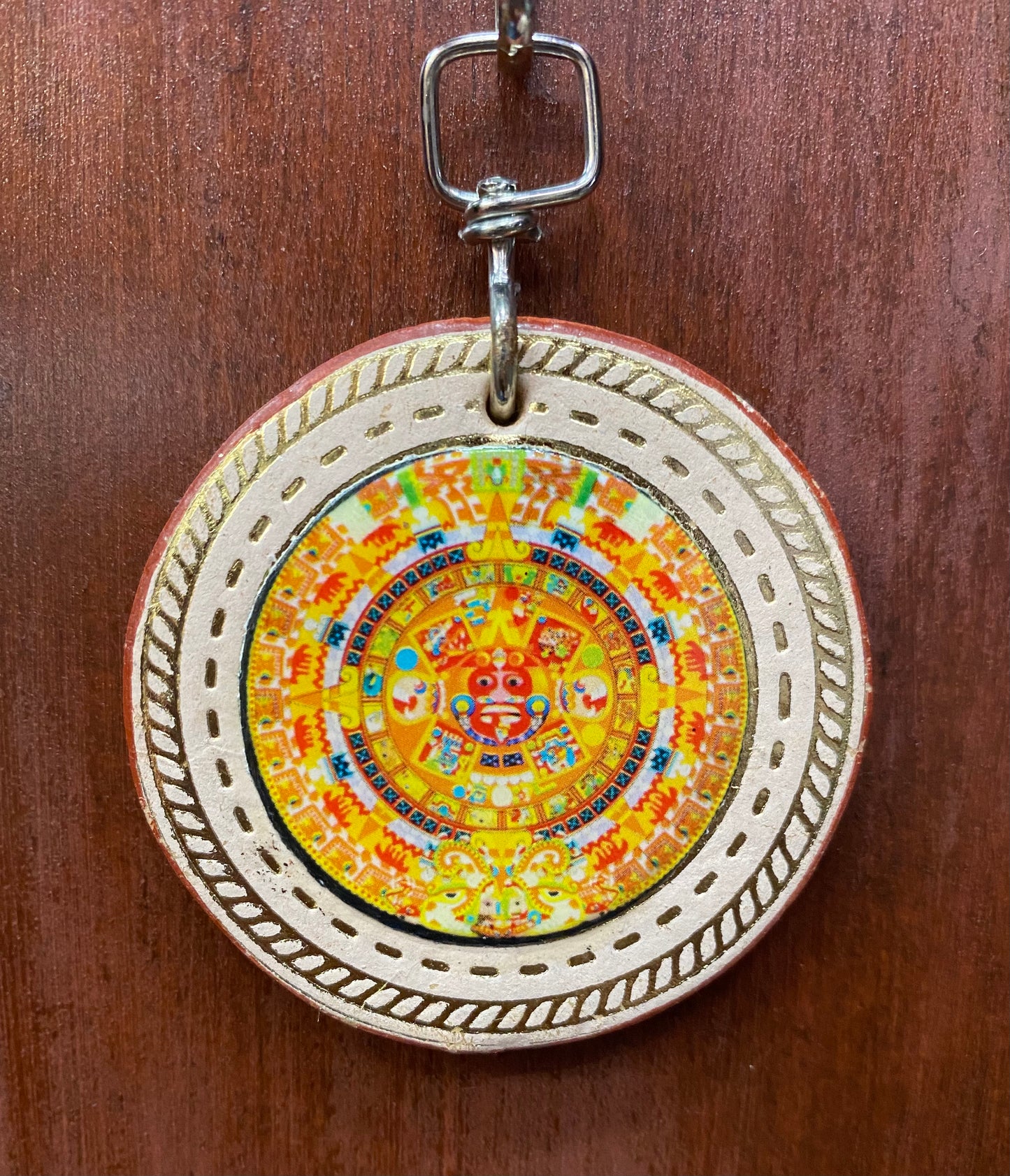Colorful Aztec Calendar Key Chain