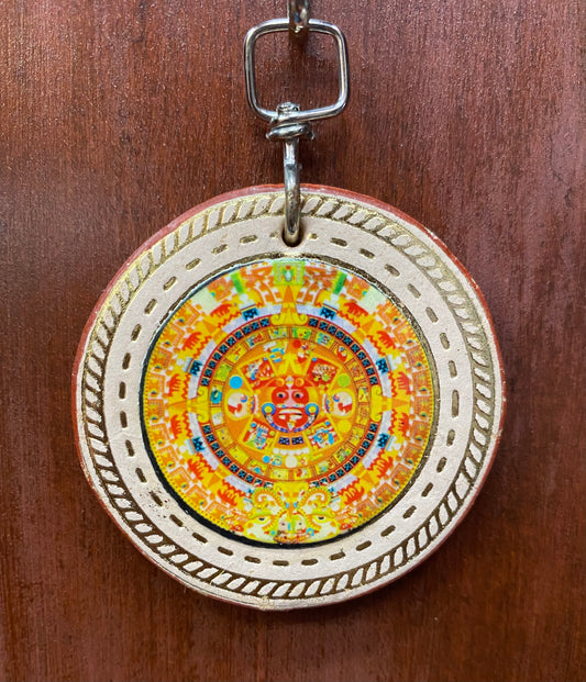 Colorful Aztec Calendar Key Chain