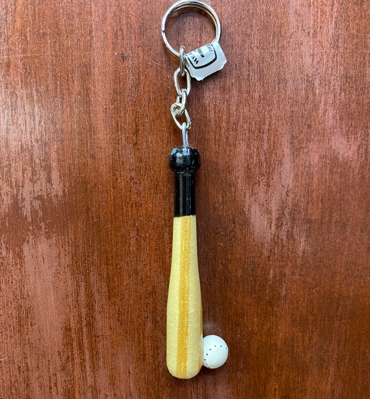 Black Baseball Bat Wood Key Chain