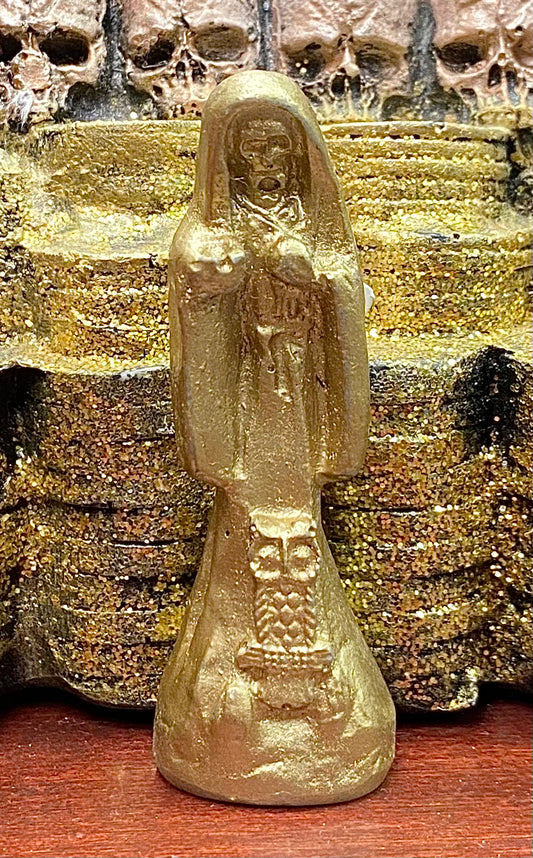 Mini Gold Santa Muerte Statue