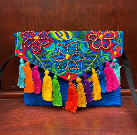 Embroidered Turquoise Messenger Bag