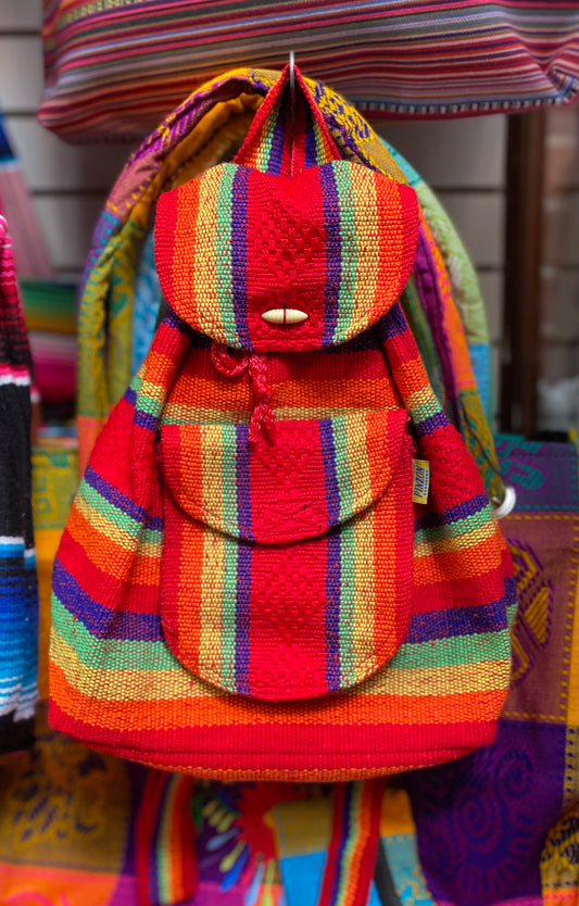 Rainbow Mexican Medium Sized Handwoven Backpack