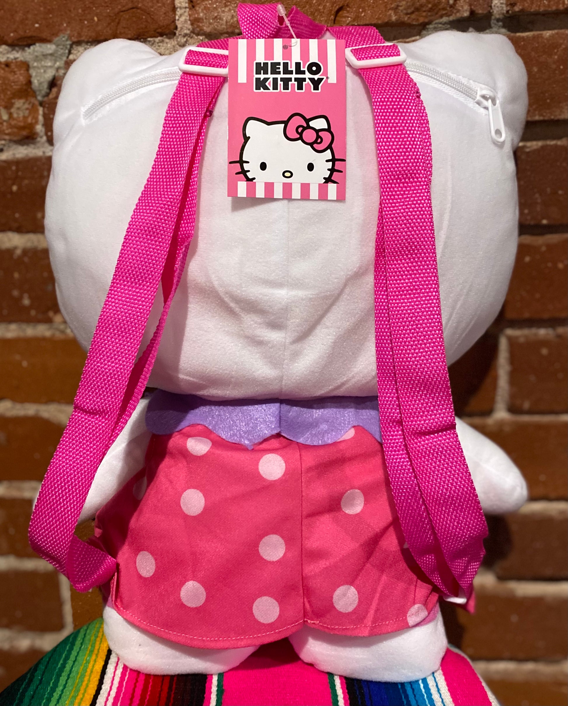 hello kitty denim with polka dots face backpack Hello Kitty Polka Dot Dress Backpack Plush – Ana's Everything Store