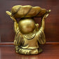 Gold Baby Buddha with Leaf Statue