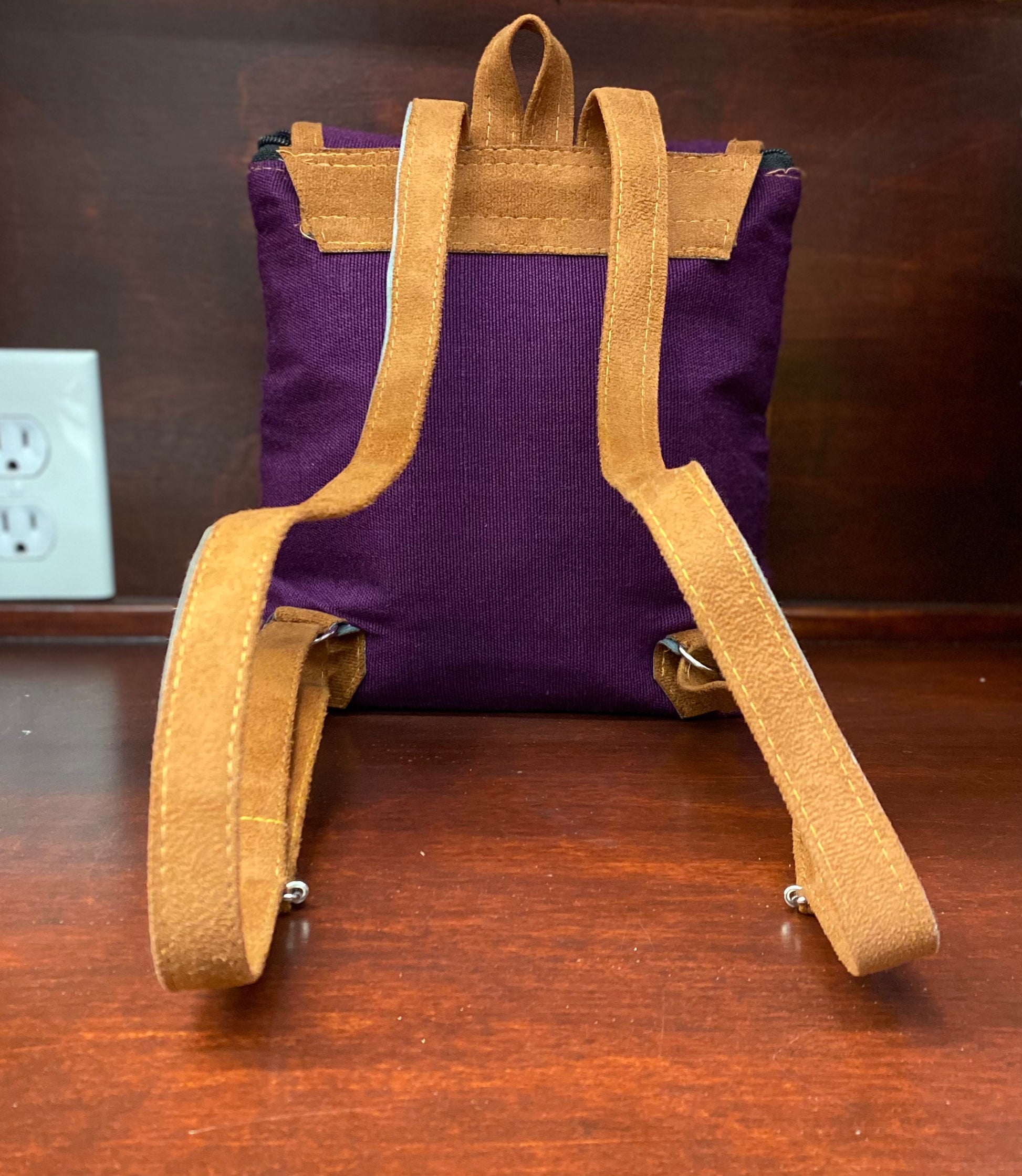Purple Brown Mexican Embroidered Backpack